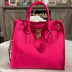 Michael Kors Hamilton (Neon Pink) Large Tote